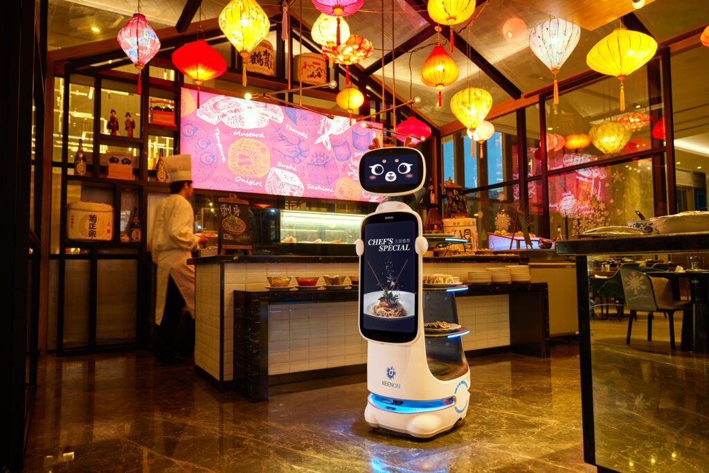 T10 AI-Powered Robot serving food in a restaurant